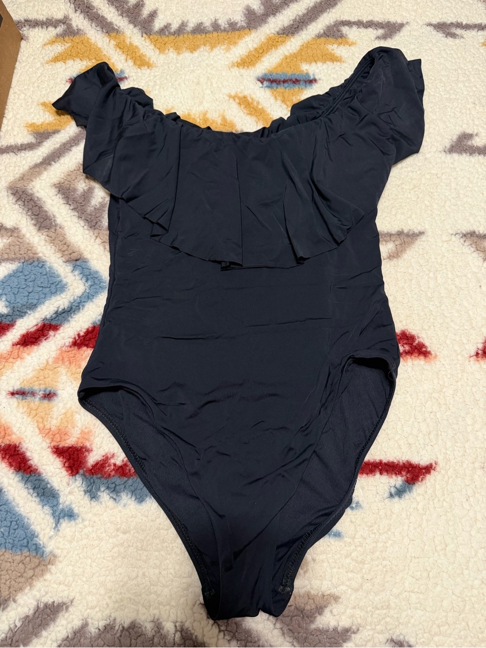 Trina Turk Black Ruffle One-Piece Swim Suit